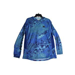 Avid L/S Moisture Wicking‎ UV Blue Realtree Wave Camo Fishing Shirt Mens XL